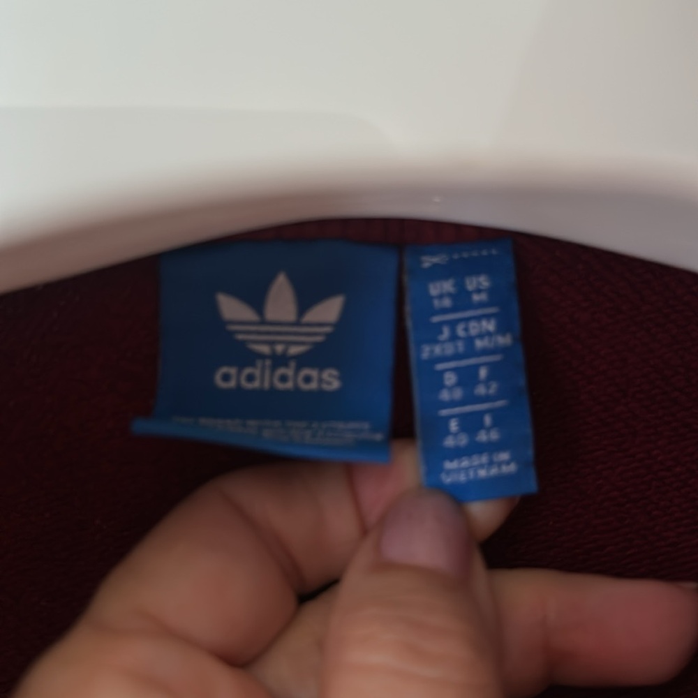 Adidas 3 Stripe Burgundy Quarter Zip Sweatshirt (m) - Picture 3 of 4